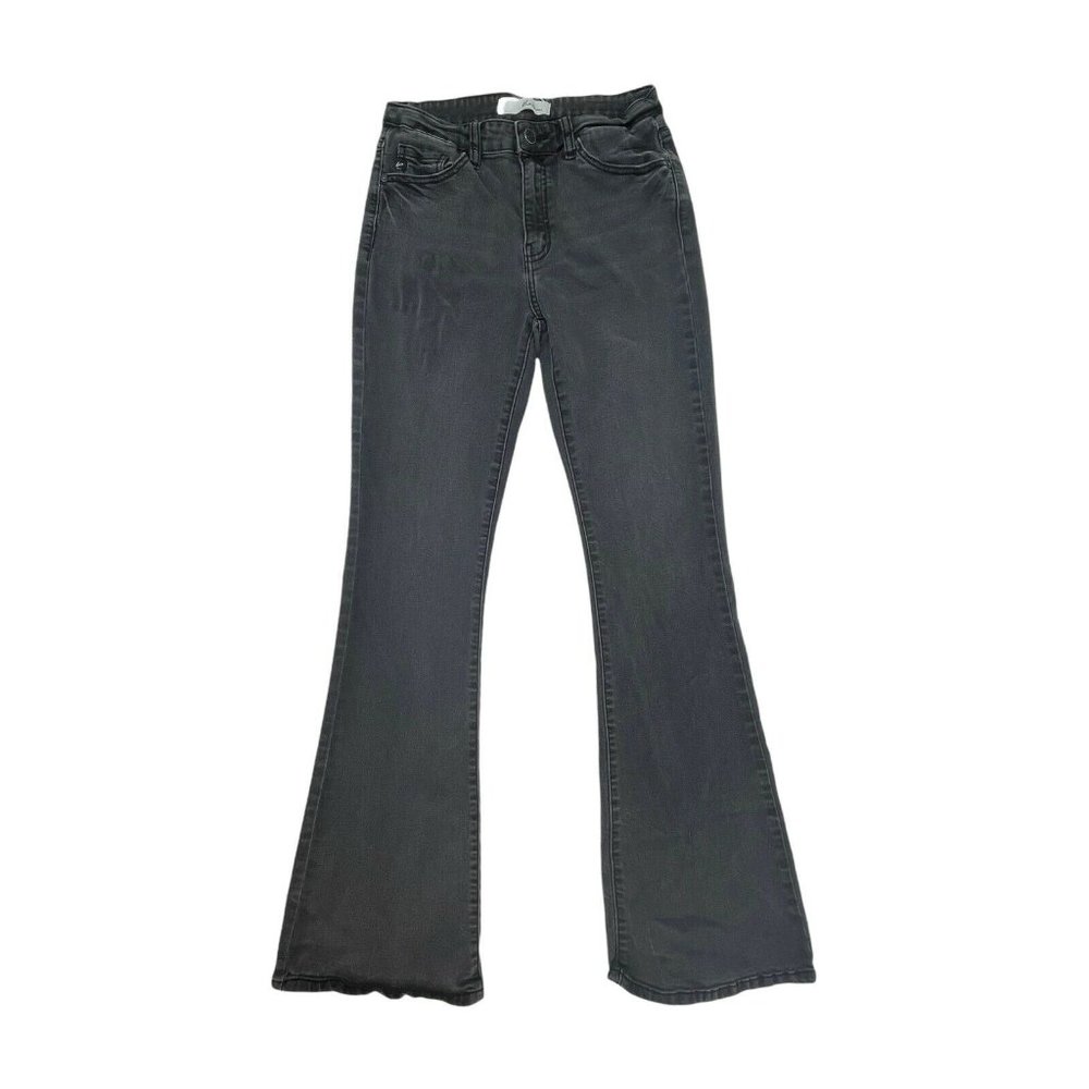 KanCan High Waisted Flare Wide Leg Jeans Gray Stretch Denim Womens Size 9 / 28